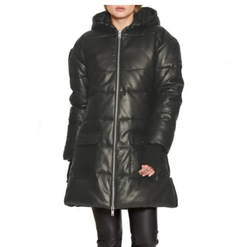 NEW WALTER BAKER LEATHER BUFFER JACKET Robe with Front Zip in Black - Size M